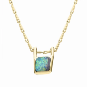 18ct Yellow Gold Opal Unique Abstract Necklace D