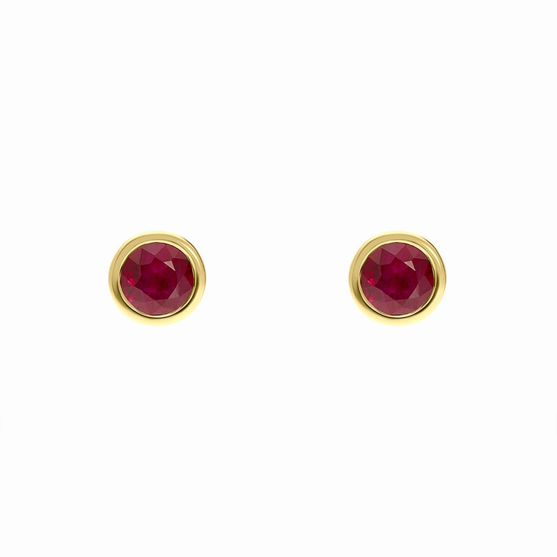18ct Yellow Gold Ruby Round Martini Stud Earrings