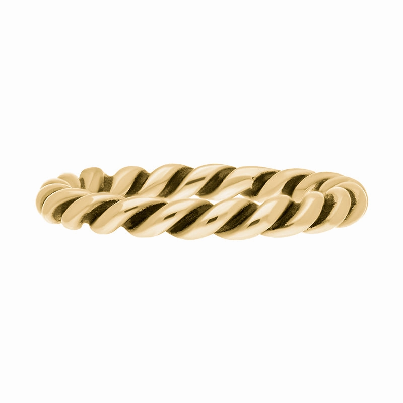 18ct Yellow Gold Stepping Stones Twisted Rope Stacking Ring