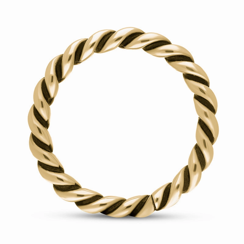 18ct Yellow Gold Stepping Stones Twisted Rope Stacking Ring