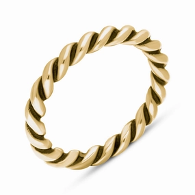 18ct Yellow Gold Stepping Stones Twisted Rope Stacking Ring