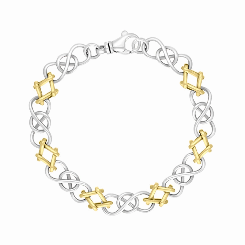 18ct Yellow Gold Sterling Silver Celtic Knot Handmade Bracelet