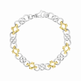 18ct Yellow Gold Sterling Silver Celtic Knot Handmade Bracelet