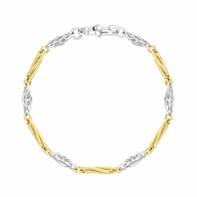 18ct Yellow Gold Sterling Silver Twist Byzantine Handmade Bracelet