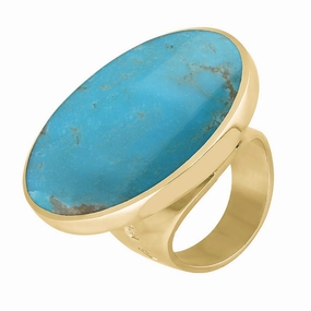 18ct Yellow Gold Turquoise Queen's Jubilee Hallmark Large Round Ring D