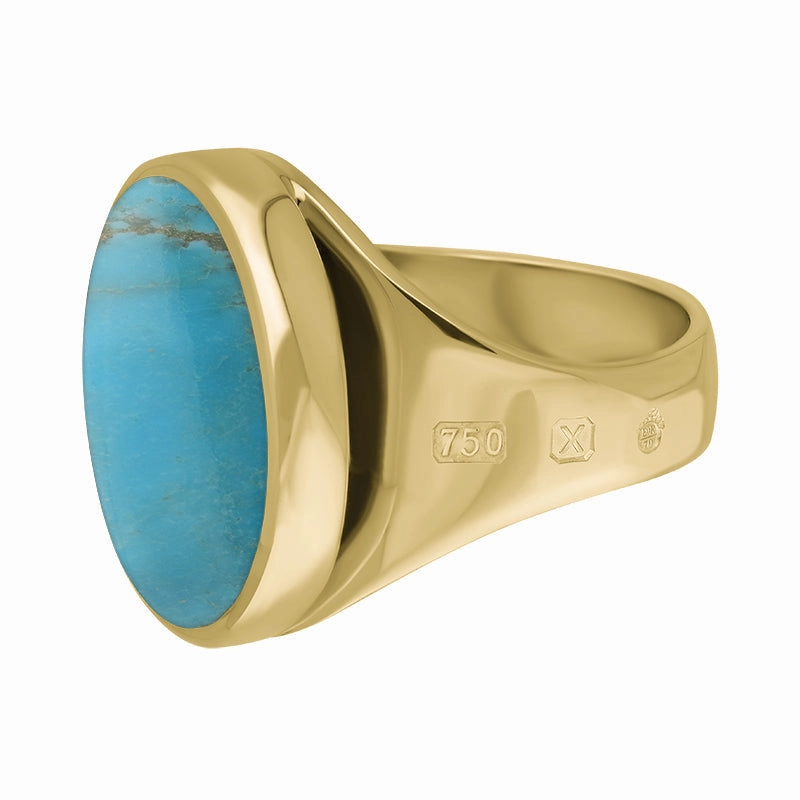 18ct Yellow Gold Turquoise Queen's Jubilee Hallmark Small Round Ring D