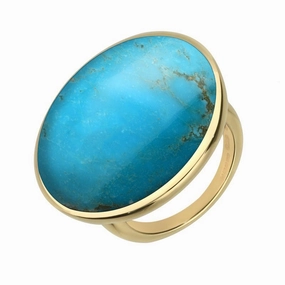 18ct Yellow Gold Turquoise Round Ring
