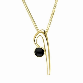 18ct Yellow Gold Whitby Jet Love Letters Initial I Necklace