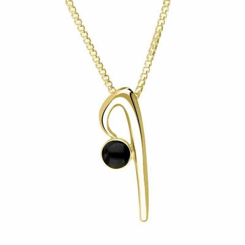 18ct Yellow Gold Whitby Jet Love Letters Initial I Necklace
