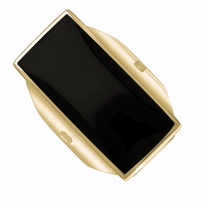 18ct Yellow Gold Whitby Jet Queen's Jubilee Hallmark Large Oblong Ring D
