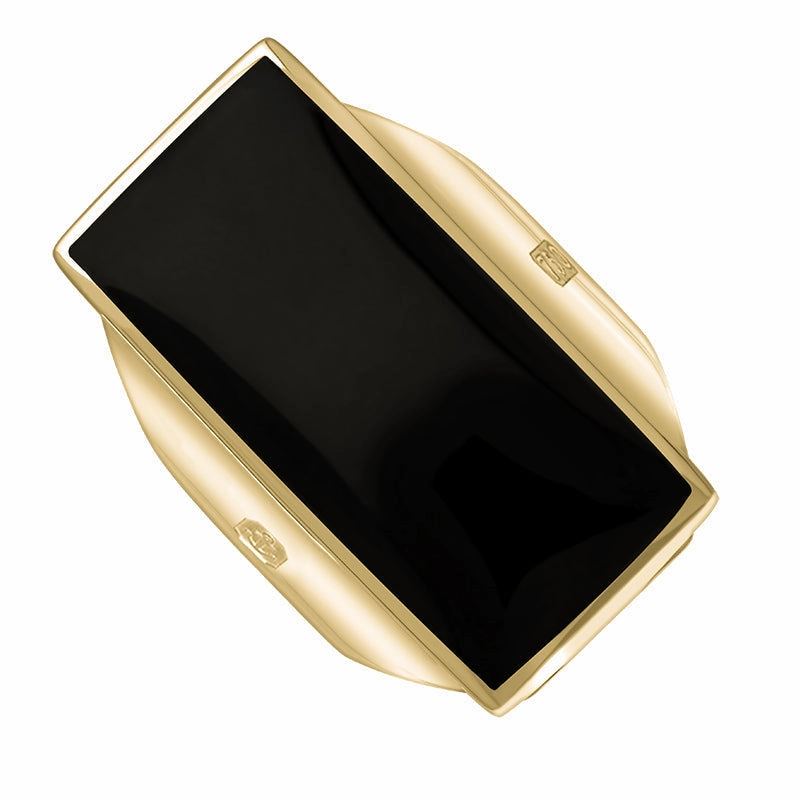 18ct Yellow Gold Whitby Jet Queen's Jubilee Hallmark Large Oblong Ring D