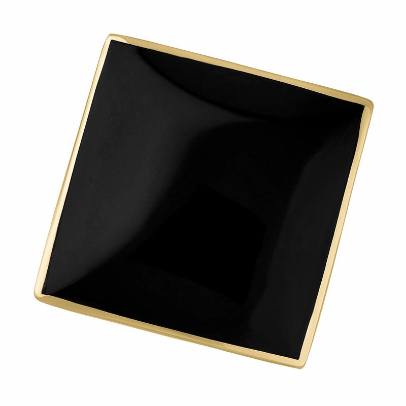 18ct Yellow Gold Whitby Jet Queen's Jubilee Hallmark Large Rhombus Ring D