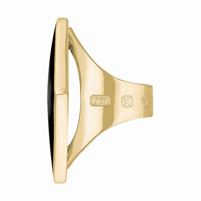 18ct Yellow Gold Whitby Jet Queen's Jubilee Hallmark Large Rhombus Ring D