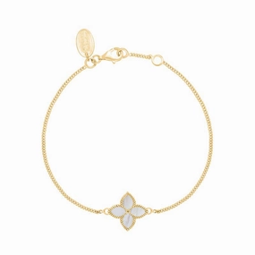 18ct Yellow Gold White Mother of Pearl Eden Marquise Flower Bracelet