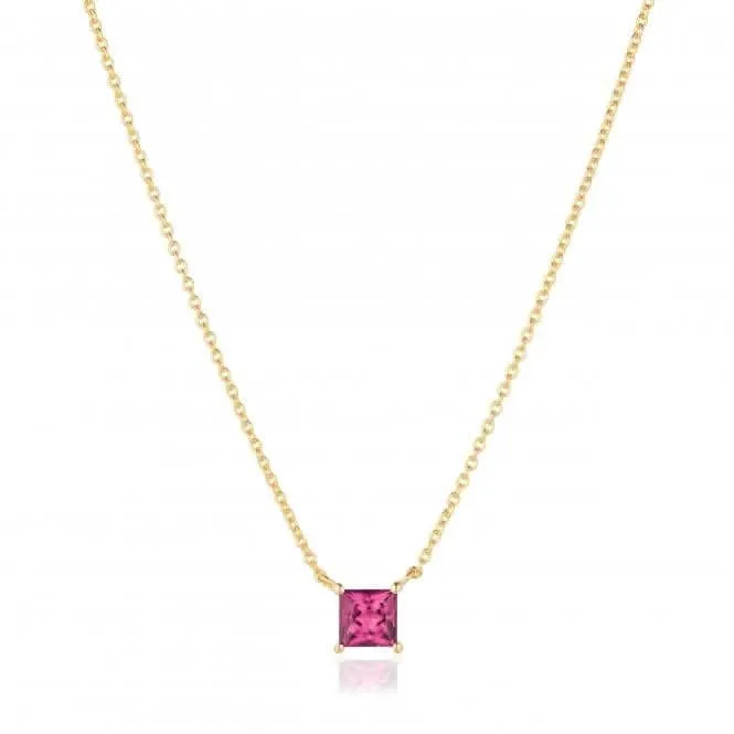 18k Gold Plated Ellera Quadrato Necklace SJ-N42279-PKCZ-YG