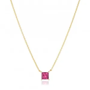 18k Gold Plated Ellera Quadrato Necklace SJ-N42279-PKCZ-YG