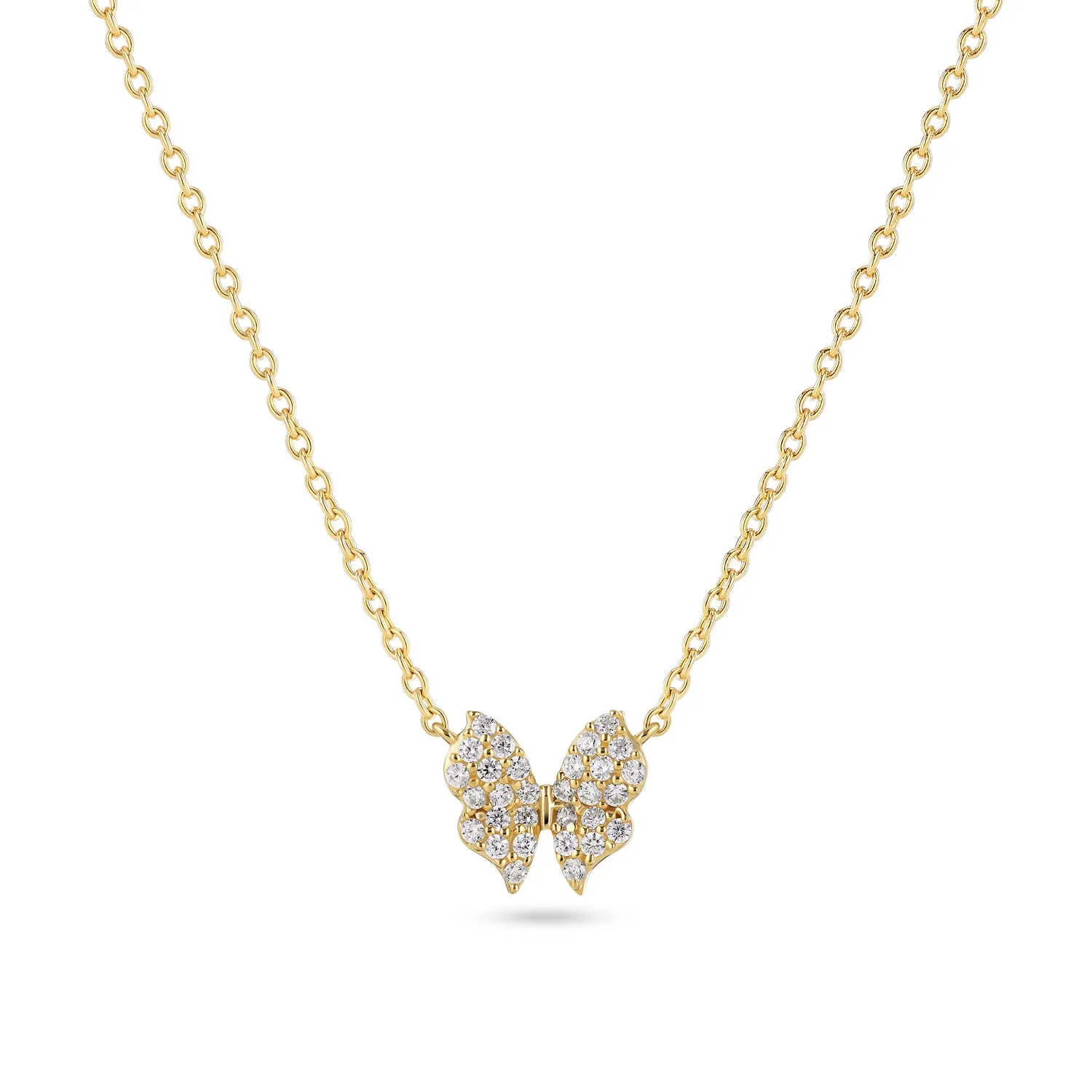 18K Gold Plated White Zirconia Farfalla Necklace SJ-N2700-CZ-YG