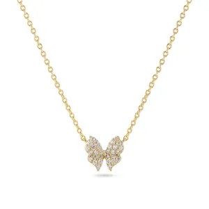 18K Gold Plated White Zirconia Farfalla Necklace SJ-N2700-CZ-YG