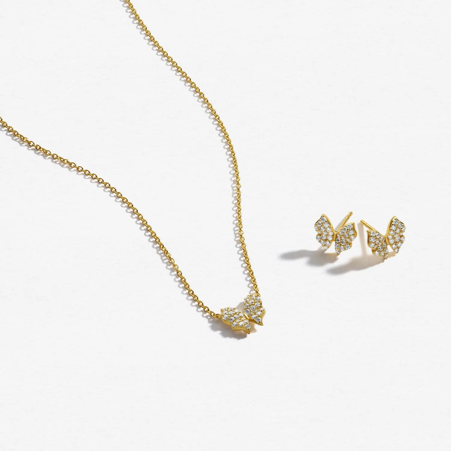 18K Gold Plated White Zirconia Farfalla Necklace SJ-N2700-CZ-YG