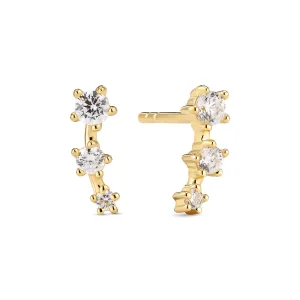18K Gold Plated White Zirconia Lucente Tre Earrings SJ-E2703-CZ-YG