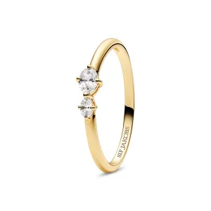 18K Gold Plated White Zirconia Ovale Due Ring SJ-R2745-CZ-YG