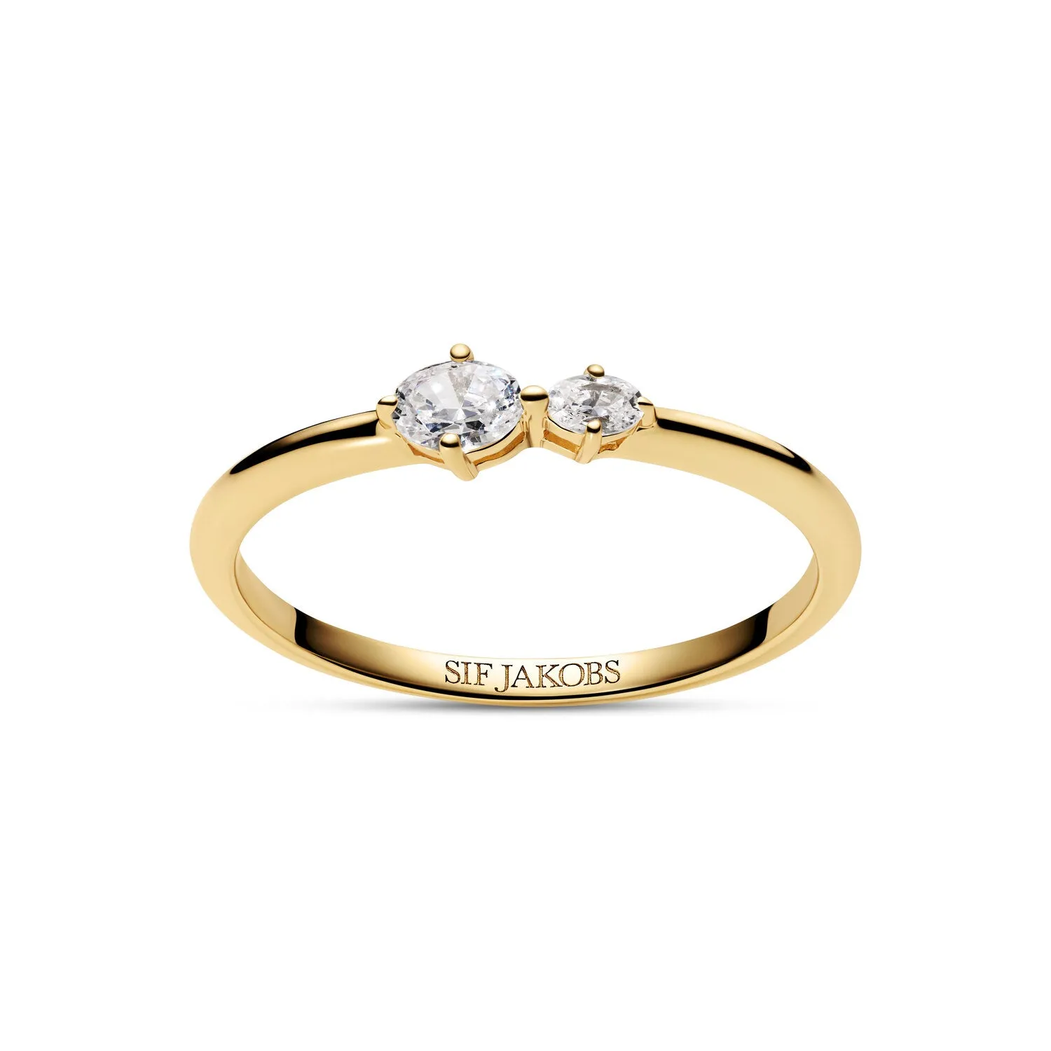 18K Gold Plated White Zirconia Ovale Due Ring SJ-R2745-CZ-YG