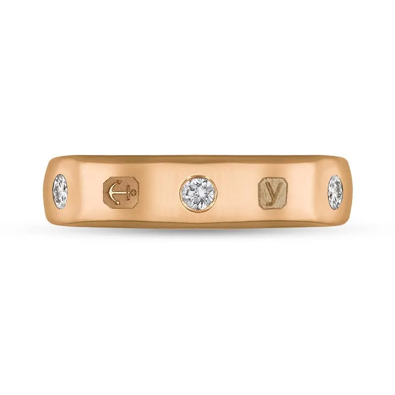 9ct Rose Gold 0.15ct Diamond King's Coronation Hallmark 5mm Ring D