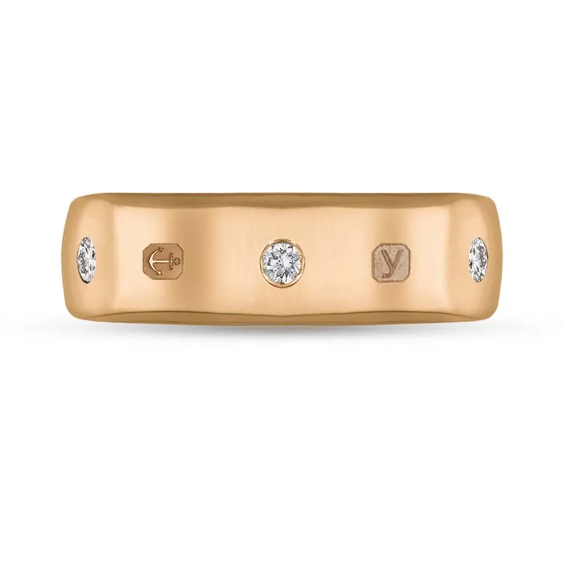 9ct Rose Gold 0.18ct Diamond King's Coronation Hallmark 6mm Ring D