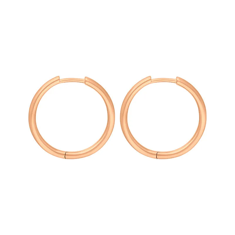 9ct Rose Gold 19mm Round Hoop Earrings