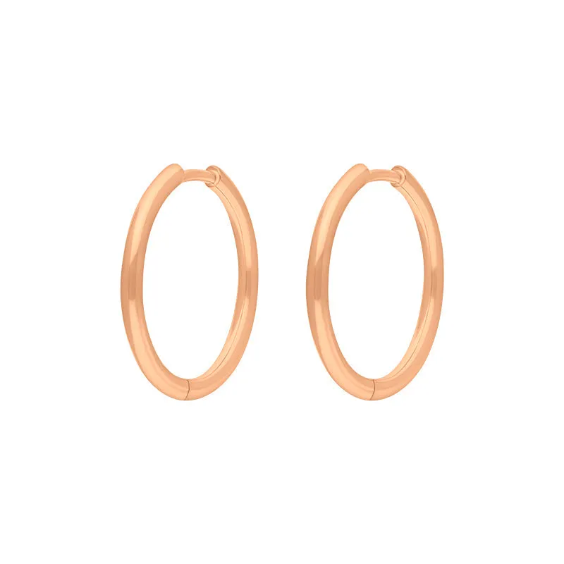 9ct Rose Gold 19mm Round Hoop Earrings
