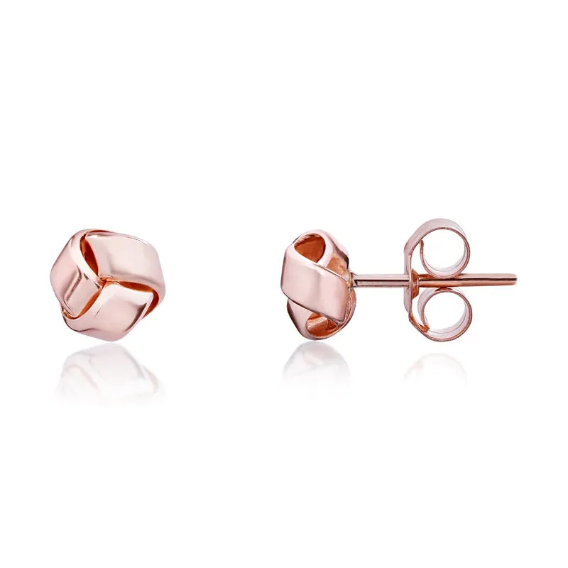 9ct Rose Gold 5mm Looped Knot Stud Earrings