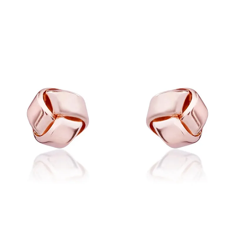 9ct Rose Gold 5mm Looped Knot Stud Earrings