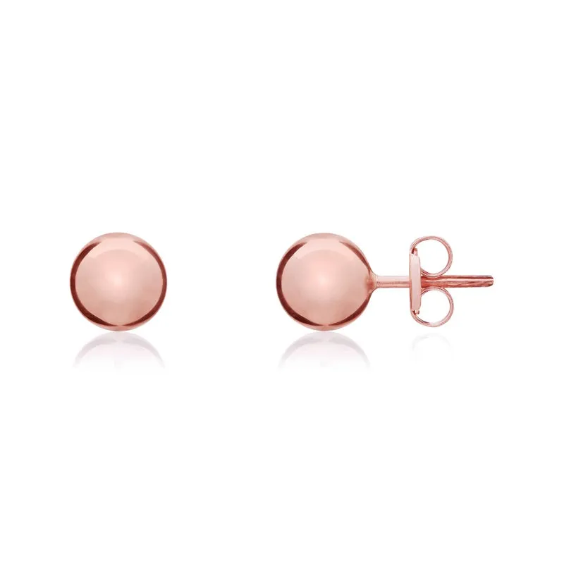 9ct Rose Gold 6mm Ball Stud Earrings
