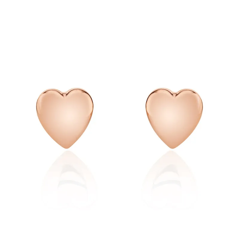 9ct Rose Gold 8.5mm Heart Stud Earrings