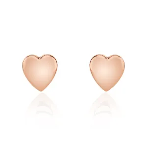 9ct Rose Gold 8.5mm Heart Stud Earrings