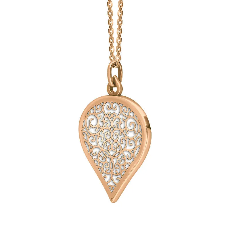 9ct Rose Gold Bauxite Flore Filigree Large Heart Necklace