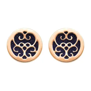 9ct Rose Gold Blue Goldstone Flore Filigree Stud Earrings
