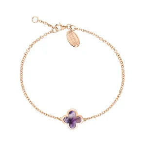 9ct Rose Gold Blue John Bloom Four Leaf Clover Polished Edge Bracelet