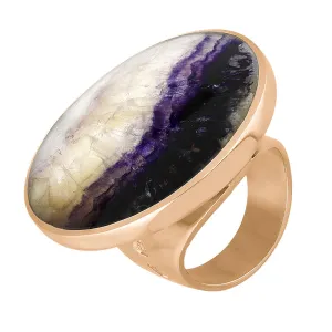 9ct Rose Gold Blue John Hallmark Large Round Ring