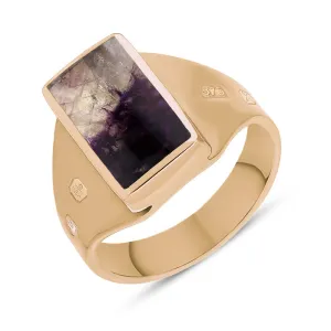 9ct Rose Gold Blue John King's Coronation Hallmark Small Oblong Ring D