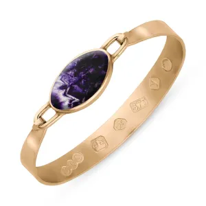 9ct Rose Gold Blue John King's Coronation Hallmark Wide Oval Bangle D