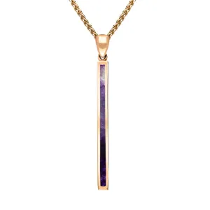 9ct Rose Gold Blue John Long Slim Oblong Necklace