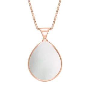 9ct Rose Gold Blue John Mother of Pearl King's Coronation Hallmark Double Sided Pear-shaped Necklace D