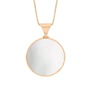 9ct Rose Gold Blue John Mother of Pearl Queens Jubilee Hallmark Double Sided Round Necklace D