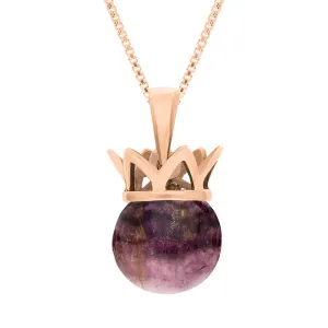 9ct Rose Gold Blue John Royal Coronet 11mm Bead Pendant