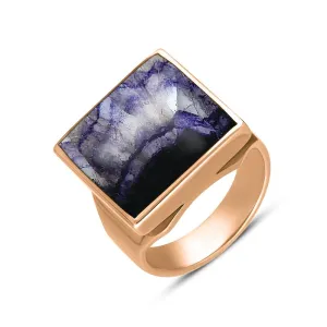 9ct Rose Gold Blue John Small Square Ring