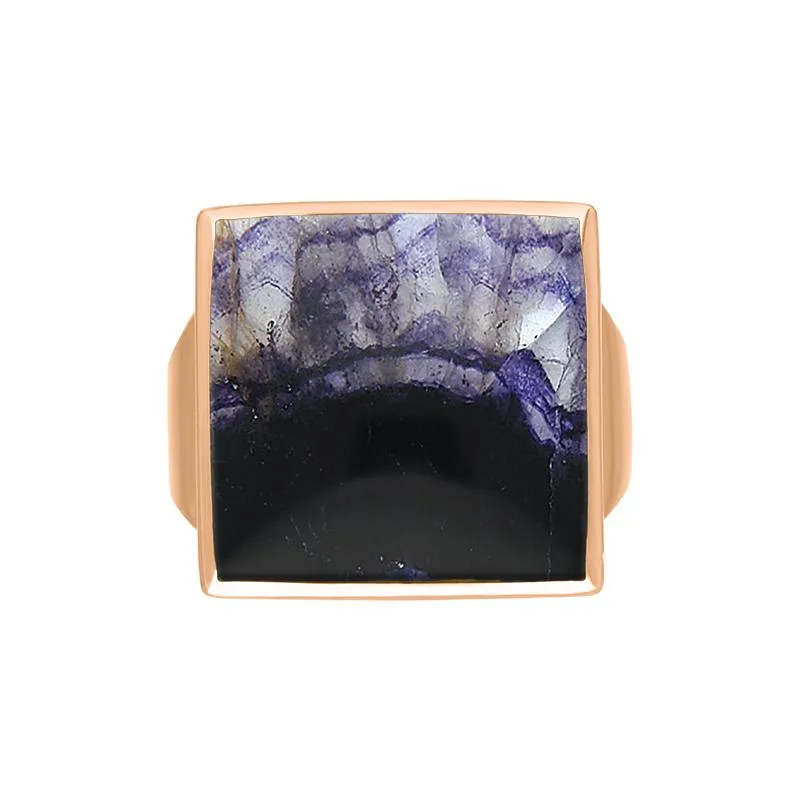 9ct Rose Gold Blue John Small Square Ring