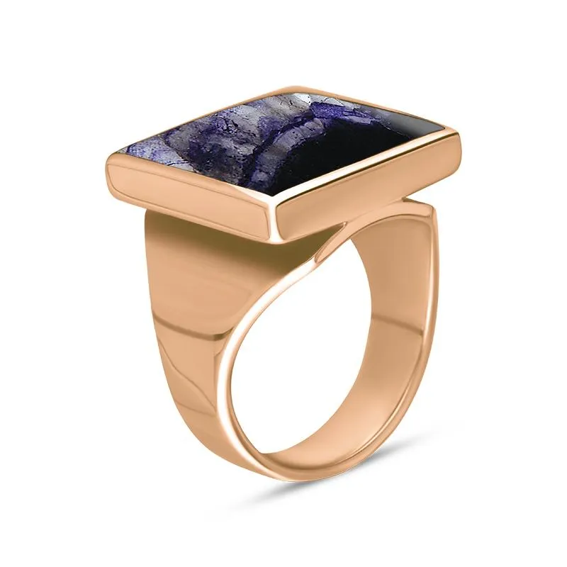 9ct Rose Gold Blue John Small Square Ring