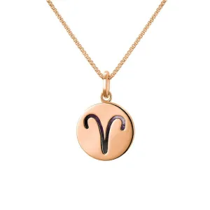 9ct Rose Gold Blue John  Zodiac Aries Round Necklace