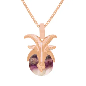 9ct Rose Gold Blue John Zodiac Capricorn 9mm Bead Pendant